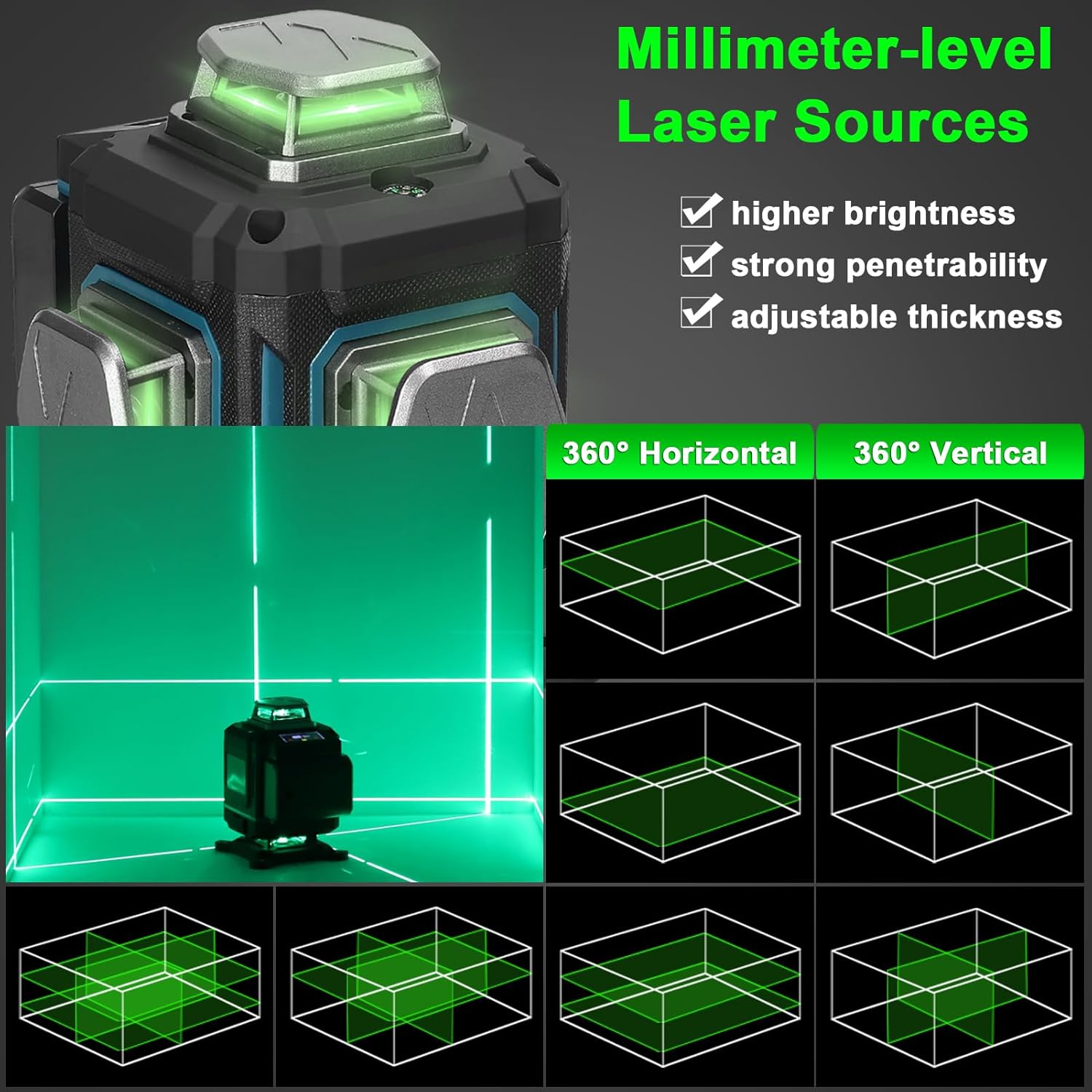 Nivel Láser 3D Profesional con Trípode y Accesorios Completo